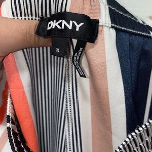 DKNY Womens Navy Pull-on Striped Wide Leg Pants XL